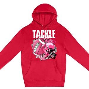 Tackle Breast Cancer Awareness Pink Ribbon Football Boy Premium Pullover Hoodie