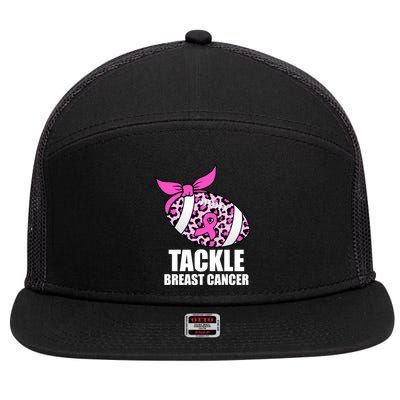 Tackle Breast Cancer Pink Leopard Football 7 Panel Mesh Trucker Snapback Hat