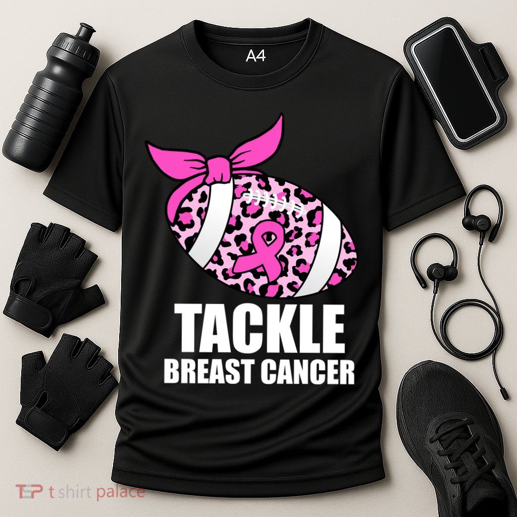 Tackle Breast Cancer Pink Leopard Football Performance Shirt