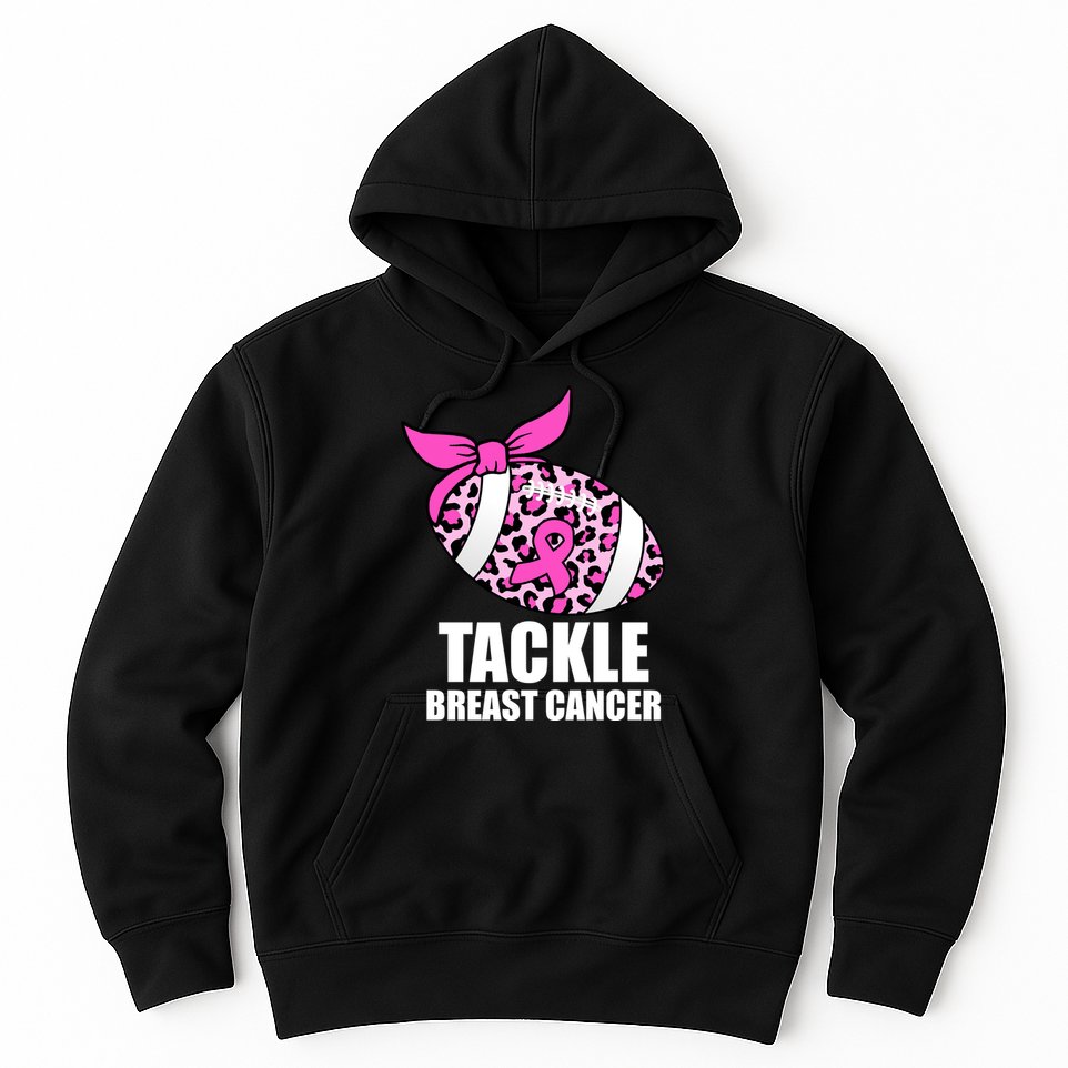Tackle Breast Cancer Pink Leopard Football Hoodie