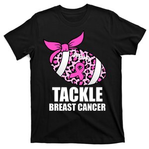 Tackle Breast Cancer Pink Leopard Football T-Shirt