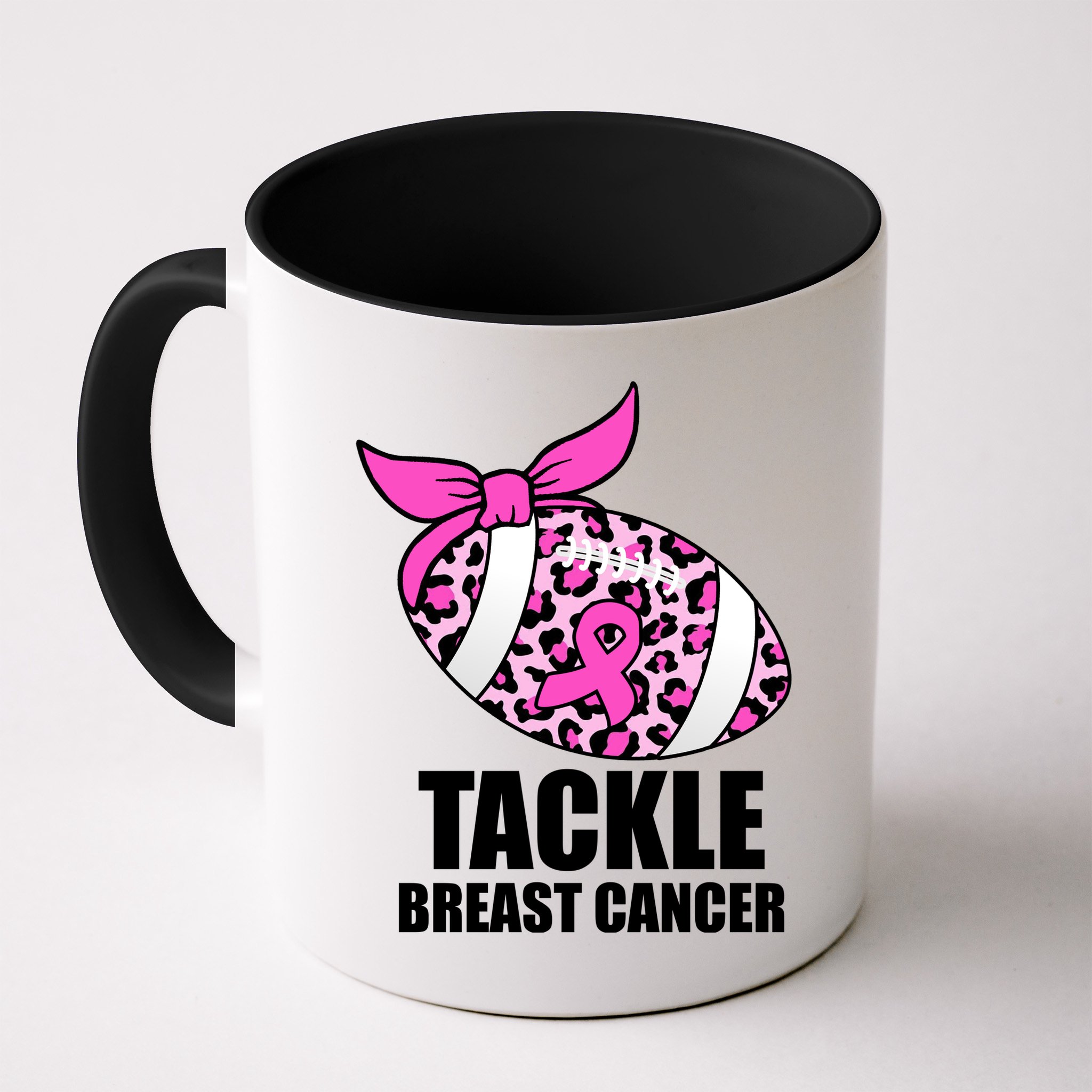 Tackle Breast Cancer Pink Leopard Football Mug
