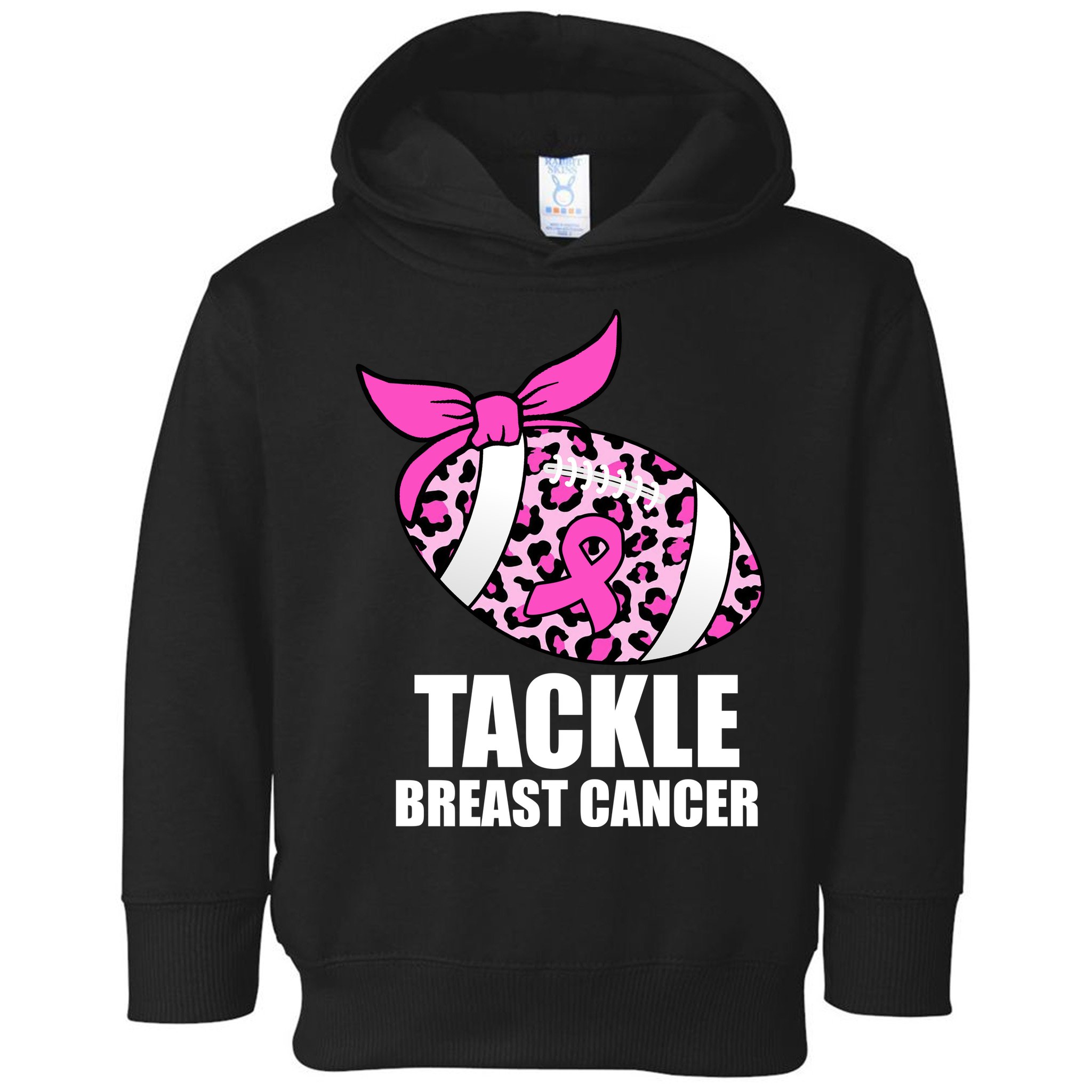 Tackle Breast Cancer Pink Leopard Football Toddler Hoodie