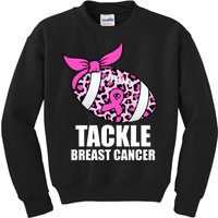 Tackle Breast Cancer Pink Leopard Football Kids Sweatshirt