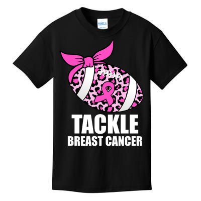 Tackle Breast Cancer Pink Leopard Football Kids T-Shirt