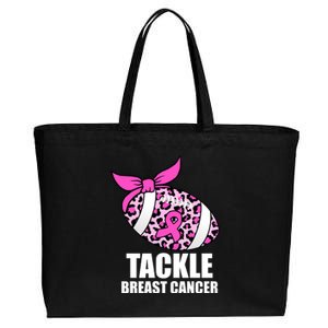 Tackle Breast Cancer Pink Leopard Football Cotton Canvas Jumbo Tote