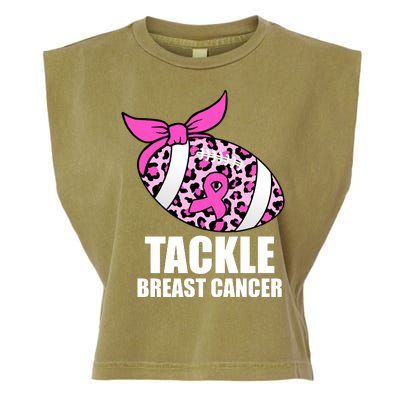 Tackle Breast Cancer Pink Leopard Football Garment-Dyed Women's Muscle Tee