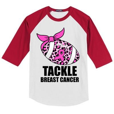 Tackle Breast Cancer Pink Leopard Football Kids Colorblock Raglan Jersey