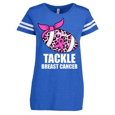 Tackle Breast Cancer Pink Leopard Football Enza Ladies Jersey Football T-Shirt