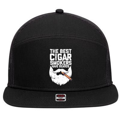 The Best Cigar Smokers Have Beards Cigar Bearded Dad 7 Panel Mesh Trucker Snapback Hat