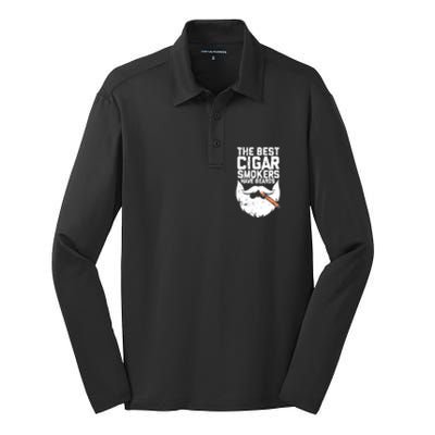 The Best Cigar Smokers Have Beards Cigar Bearded Dad Silk Touch Performance Long Sleeve Polo