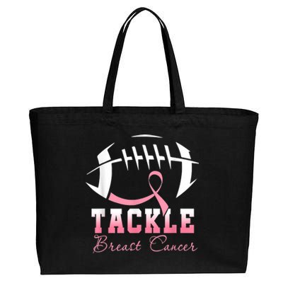 Tackle Breast Cancer Awareness Football Pink Ribbon Boys Cotton Canvas Jumbo Tote