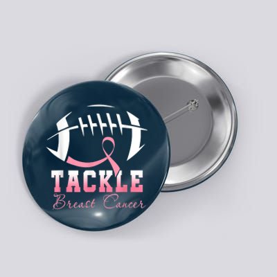 Tackle Breast Cancer Awareness Football Pink Ribbon Boys Button