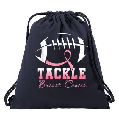 Tackle Breast Cancer Awareness Football Pink Ribbon Boys Drawstring Bag