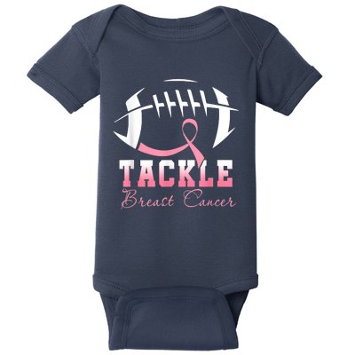 Tackle Breast Cancer Awareness Football Pink Ribbon Boys Baby Bodysuit