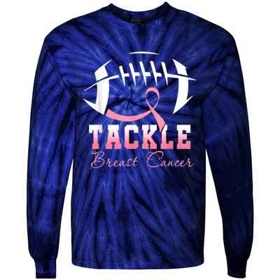 Tackle Breast Cancer Awareness Football Pink Ribbon Boys Tie-Dye Long Sleeve Shirt