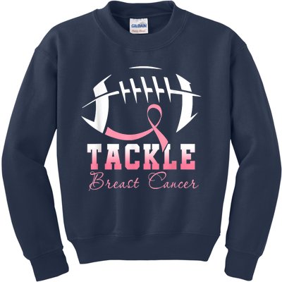 Tackle Breast Cancer Awareness Football Pink Ribbon Boys Kids Sweatshirt