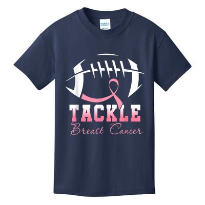 Tackle Breast Cancer Awareness Football Pink Ribbon Boys Kids T-Shirt