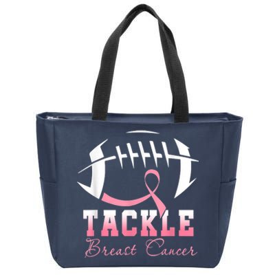 Tackle Breast Cancer Awareness Football Pink Ribbon Boys Zip Tote Bag