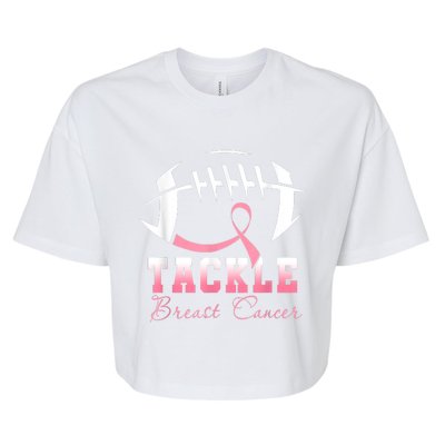 Tackle Breast Cancer Awareness Football Pink Ribbon Boys Bella+Canvas Jersey Crop Tee