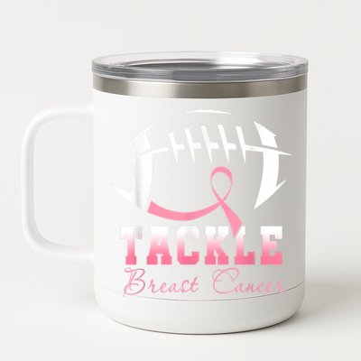 Tackle Breast Cancer Awareness Football Pink Ribbon Boys 12 oz Stainless Steel Tumbler Cup