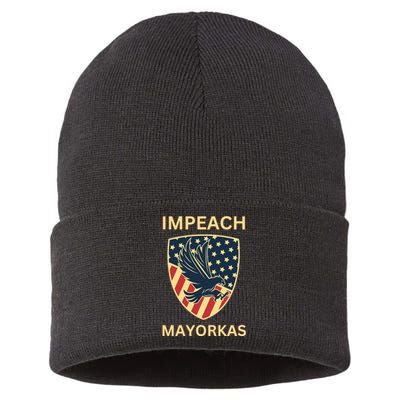 Texas Border Crisis Impeach Mayorkas Sustainable Knit Beanie