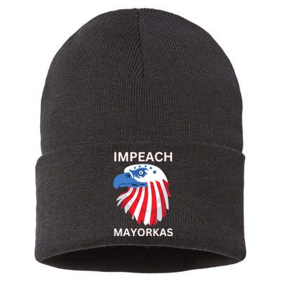 Texas Border Crisis Impeach Mayorkas Sustainable Knit Beanie