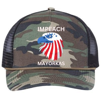 Texas Border Crisis Impeach Mayorkas Retro Rope Trucker Hat Cap