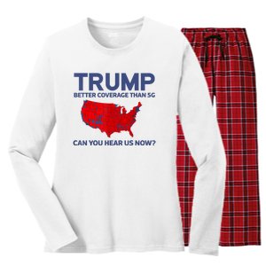 Trump Better Coverage Than 5g Can You Hear Us Now 2024 Women's Long Sleeve Flannel Pajama Set 