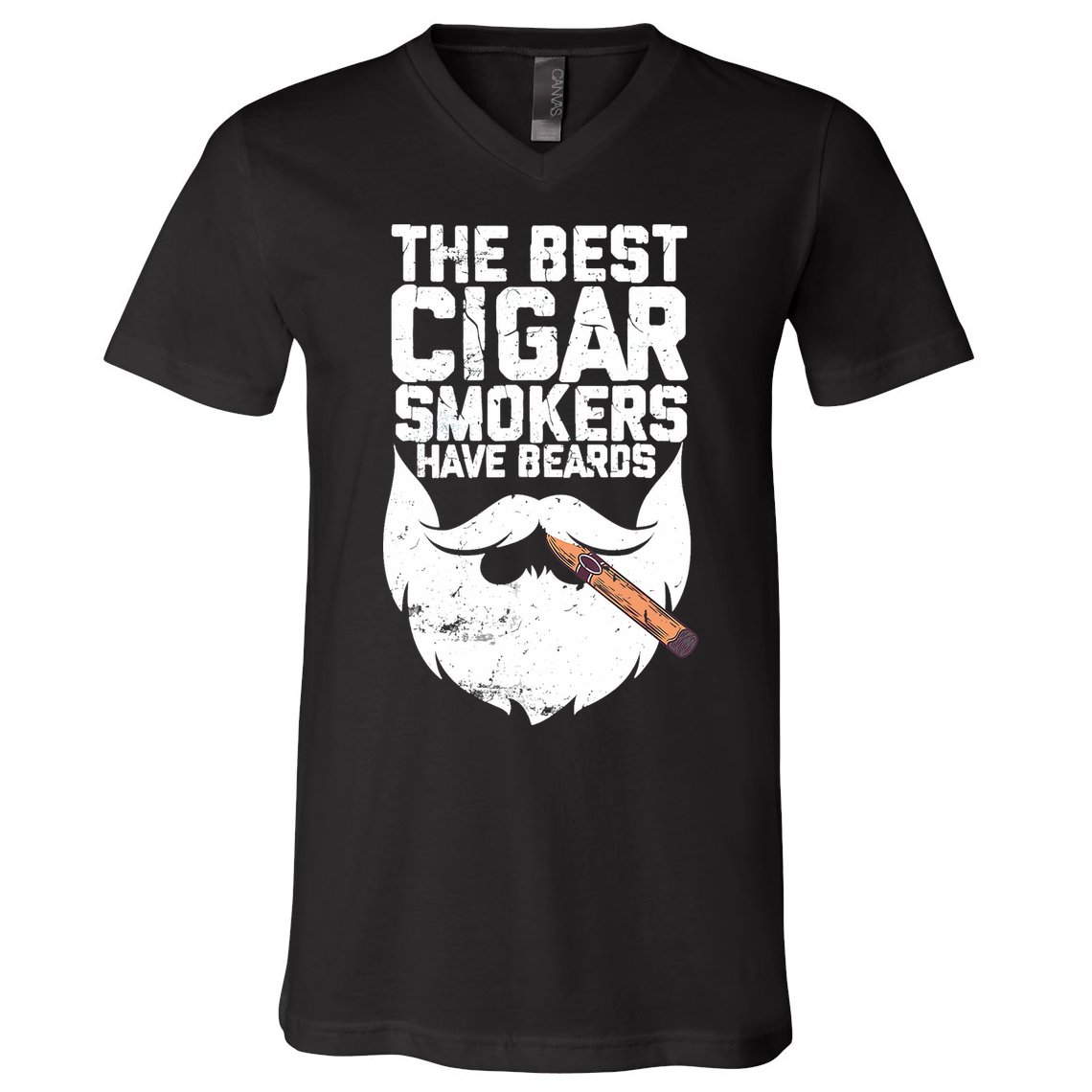 The Best Cigar Smokers Have Beards Cigar Bearded Dad V-Neck T-Shirt
