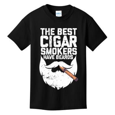 The Best Cigar Smokers Have Beards Cigar Bearded Dad Kids T-Shirt