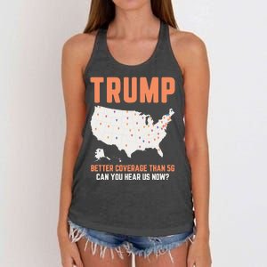 Trump Better Coverage Than 5g Can You Hear Us Now Women's Knotted Racerback Tank