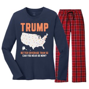 Trump Better Coverage Than 5g Can You Hear Us Now Women's Long Sleeve Flannel Pajama Set 