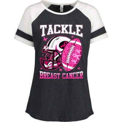 Tackle Breast Cancer Awareness Pink Ribbon Football Enza Ladies Jersey Colorblock Tee