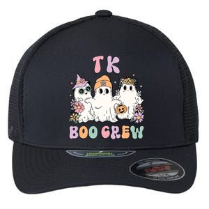 TK Boo Crew Retro Groovy Halloween Floral Ghost TK Teacher Flexfit Unipanel Trucker Cap