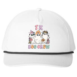 TK Boo Crew Retro Groovy Halloween Floral Ghost TK Teacher Snapback Five-Panel Rope Hat