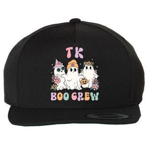 TK Boo Crew Retro Groovy Halloween Floral Ghost TK Teacher Wool Snapback Cap