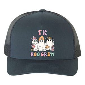 TK Boo Crew Retro Groovy Halloween Floral Ghost TK Teacher Yupoong Adult 5-Panel Trucker Hat