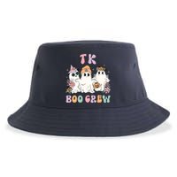 TK Boo Crew Retro Groovy Halloween Floral Ghost TK Teacher Sustainable Bucket Hat