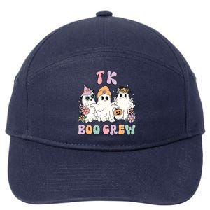 TK Boo Crew Retro Groovy Halloween Floral Ghost TK Teacher 7-Panel Snapback Hat