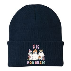 TK Boo Crew Retro Groovy Halloween Floral Ghost TK Teacher Knit Cap Winter Beanie