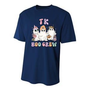 TK Boo Crew Retro Groovy Halloween Floral Ghost TK Teacher Youth Performance Sprint T-Shirt