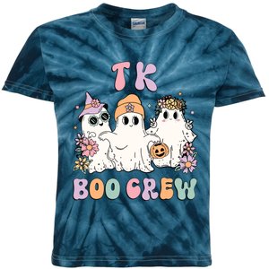 TK Boo Crew Retro Groovy Halloween Floral Ghost TK Teacher Kids Tie-Dye T-Shirt