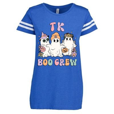 TK Boo Crew Retro Groovy Halloween Floral Ghost TK Teacher Enza Ladies Jersey Football T-Shirt