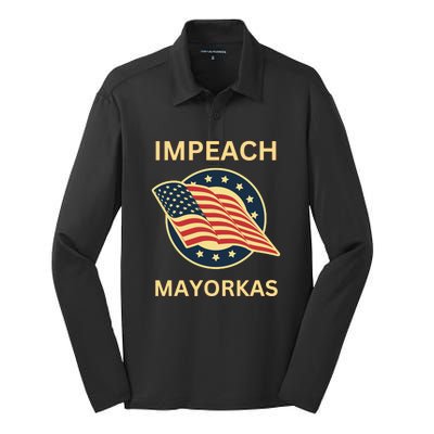 Texas Border Crisis Impeach Mayorkas Silk Touch Performance Long Sleeve Polo