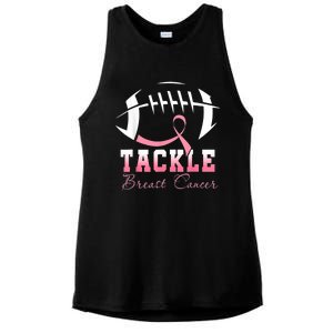 Tackle Breast Cancer Awareness Football Pink Ribbon Ladies PosiCharge Tri-Blend Wicking Tank