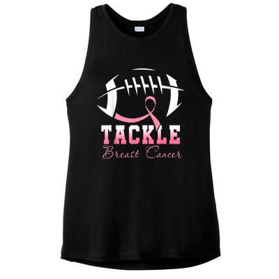 Tackle Breast Cancer Awareness Football Pink Ribbon Ladies PosiCharge Tri-Blend Wicking Tank