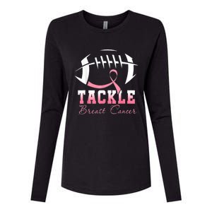 Tackle Breast Cancer Awareness Football Pink Ribbon Womens Cotton Relaxed Long Sleeve T-Shirt