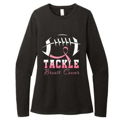 Tackle Breast Cancer Awareness Football Pink Ribbon Womens CVC Long Sleeve Shirt