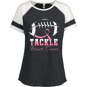 Tackle Breast Cancer Awareness Football Pink Ribbon Enza Ladies Jersey Colorblock Tee